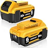 2-Pack 20V 6.0Ah High Capacity Replacement Battery Pack Compatible with Dewalt 20V Max DCB200 DCB203 DCB204 DCB206 DCB209 Cor