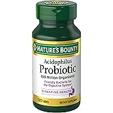 Nature's Bounty Acidophilus Probiotic, Daily Probiotic Supplement, Supports Digestive Health, 1 Pack, 120 Tablets