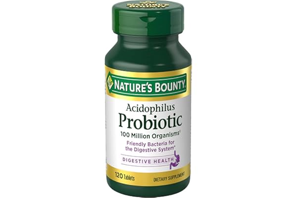 Nature's Bounty Acidophilus Probiotic, Daily Probiotic Supplement, Supports Digestive Health, 1 Pack, 120 Tablets