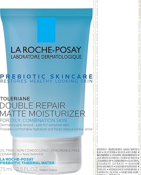 LA ROCHE-POSAY TOLERIANE DOUBLE REPAIR MATTE FACE MOISTURIZER, DAILY MOISTURIZER FOR OILY SKIN WITH CERAMIDE AND NIACINAMIDE FOR ALL SKIN TONES, OIL FREE, NON-COMEDOGENIC