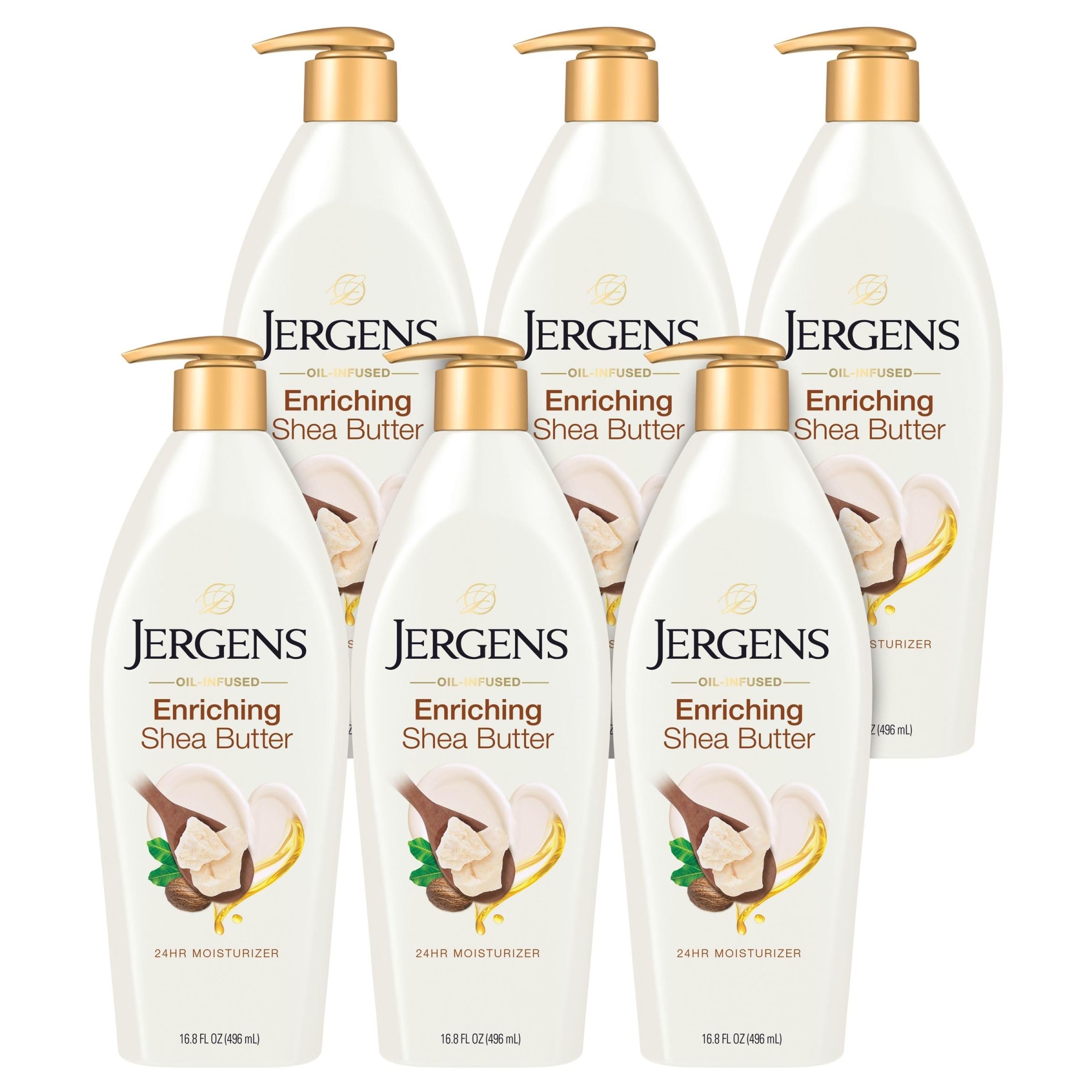 Jergens Shea Butter Hand and Body Lotion, Deep Conditioning Moisturizer, 3X More Radiant Skin, with Pure Shea Butter, Dermatologist Tested, 26.5 oz, 6 Pack Image Jergens Shea Butter Hand and Body Lotion, Deep Conditioning Moisturizer, 3X More Radiant Skin, with Pure Shea Butter, Dermatologist Tested, 26.5 oz, 6 Pack Image