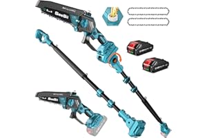 SEESII PS620 2-in-1 Electric Pole Saws: 6 Inch Mini Chainsaw Cordless with Extension Pole, 2Pcs Batteries, Brushless Chain Saw for Limb Branch Cutter, Battery Tree Trimmers Pruner,16Ft Long Reach
