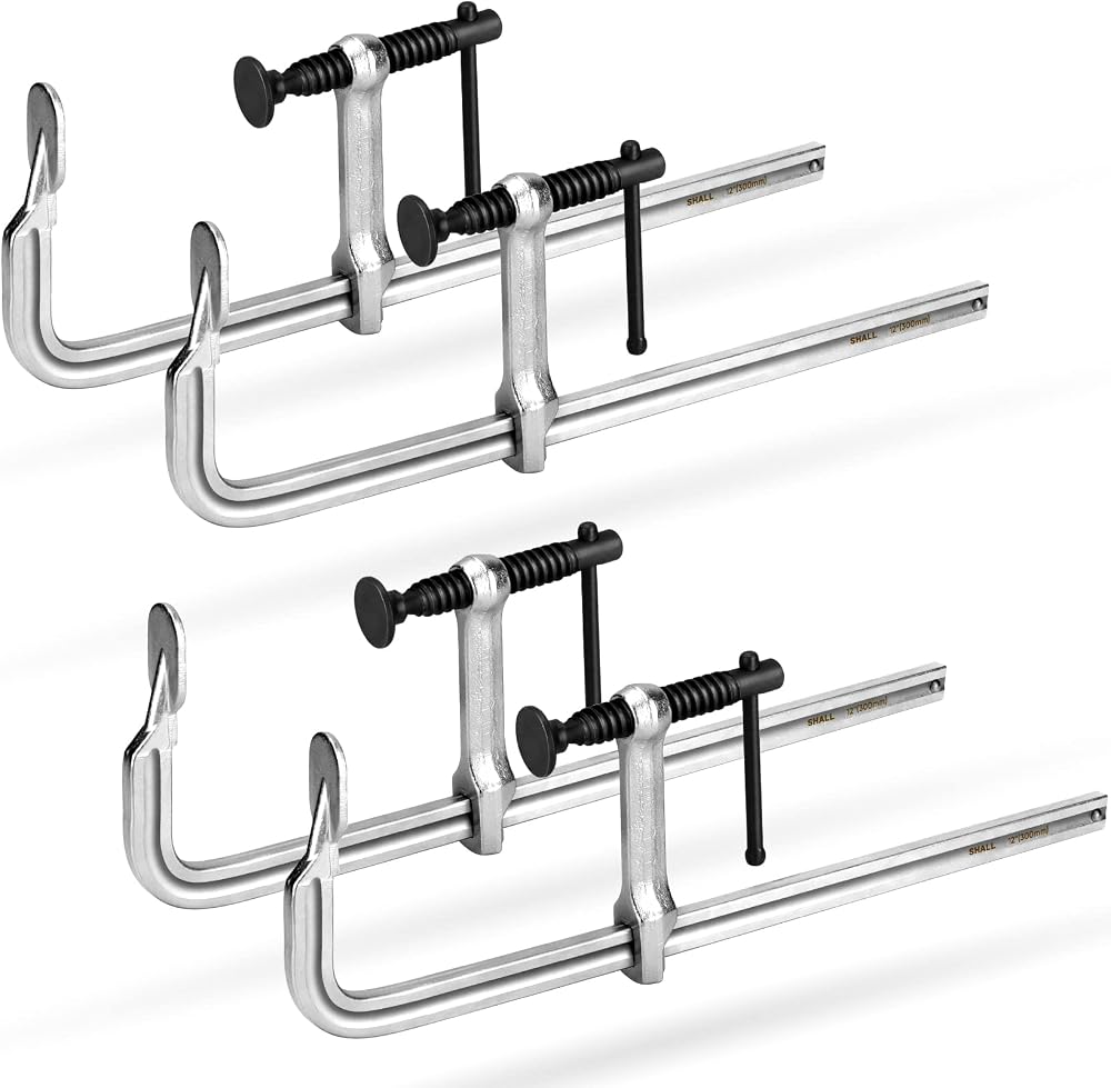 Shall 4-Pack 12" Bar Clamps Set Drop Forged Steel F Clamps 450Lbs Woodworking