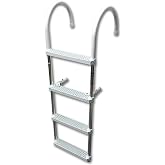 Marine Boat Aluminum White POLYETHYLENE Swim Boarding 4 Steps Ladder Hook 46X15
