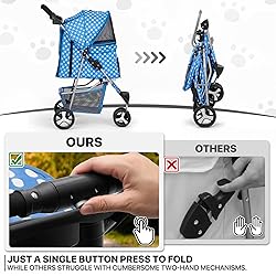 MoNiBloom 3 Wheels Pet Dog Cat Stroller for Small