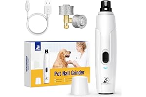 Bonve Pet Nail Grinder for Dogs - Upgraded Dog Nail Trimmers Super Quiet, 2 Speeds, Rechargeable, 2 Grinding Wheels for Small Large Dogs & Cats