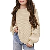 Haloumoning Girls Sweaters Long Sleeve Crewneck Pullover Jumper Cute Winter Knit Blouse Tops 7-14 Years