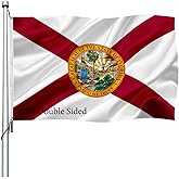 Florida State Flag 4x6 Outdoor Double Sided- Heavy Duty FL State Flag with 2 Brass Grommets 4 Rows Stitched Florida Decorations