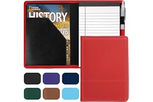 Gorbado Padfolio/Portfolio Binder, Mini Padfolio Portfolio Binder 5 x 8 Legal Writing Pad, A5 Document Organizer Folder for Men Women, Red.
