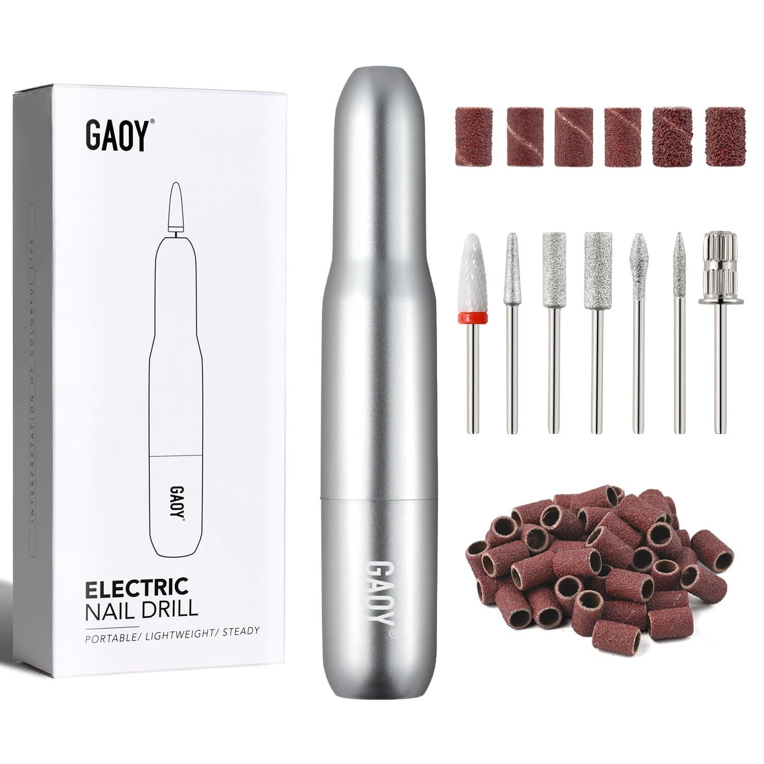 Photo 1 of GAOY Electric Nail Drill for Acrylic and Gel, USB Electric Nail File, Portable Efile with Drill Bits, Manicure Pedicure Tools for Home Salon, Sliver