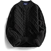 Aelfric Eden Womens Oversized Sweaters 2025 Cable Knit Chunky Sweater Lantern Sleeve Crewneck Pullover Loose Outfits