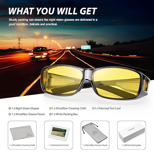 URUMQI Night Vision Driving Glasses Fit Over Glasses for Men Women