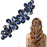 Fancy Hair Clips For Women Blue Accessories Rhinestone Clips Sparkly Crystal Pins Crystal Vintage Claws Flower Barrette For Prom Wedding Daily Use Hair Accessories