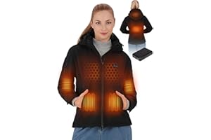 HOTHUGZ Heated Jackets for Women with 12V 15000mAh Battery Pack, Women's Soft Shell Electric Jacket, Winter Heated Coat