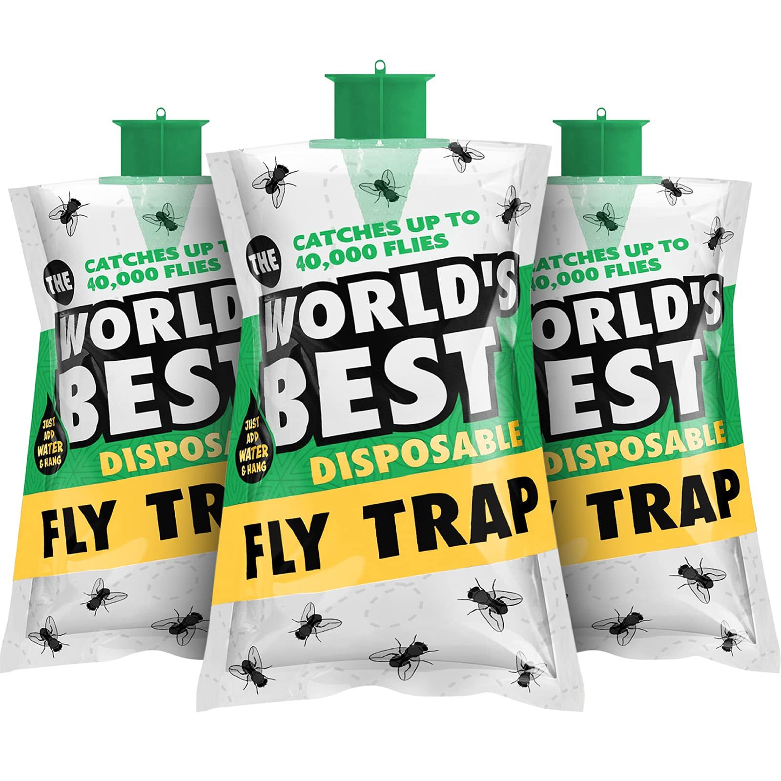 Luigi's World's Best Fly Catcher - Fly Trap Indoor Outdoor - Flies Catchers Outdoors - Garden Flies Catchers with Bait - Disposable Bags Traps - For Domestic and Commercial Use