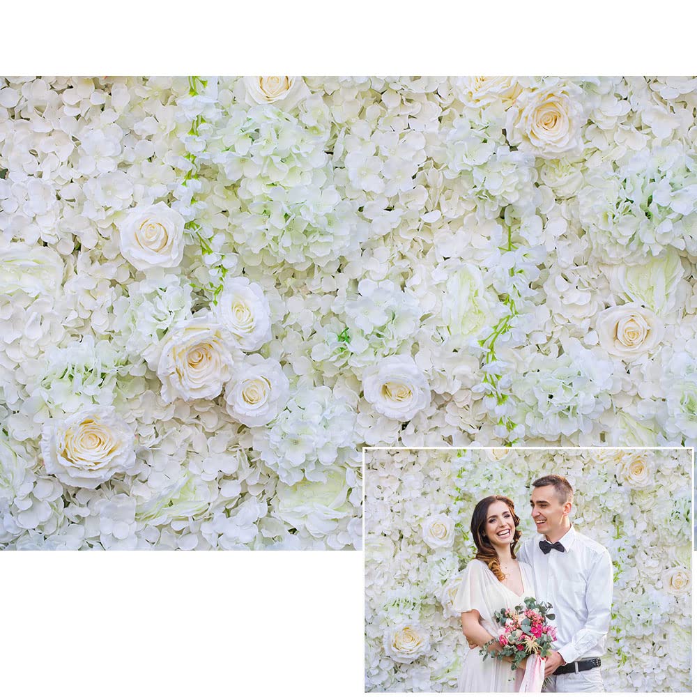 Mehofoto 7x5ft Flower Backdrop White Rose Bridal Shower Newborn Baby Photo Booth Backdrops Vinyl Valentine's Day Baby Shower Wedding Photography Background