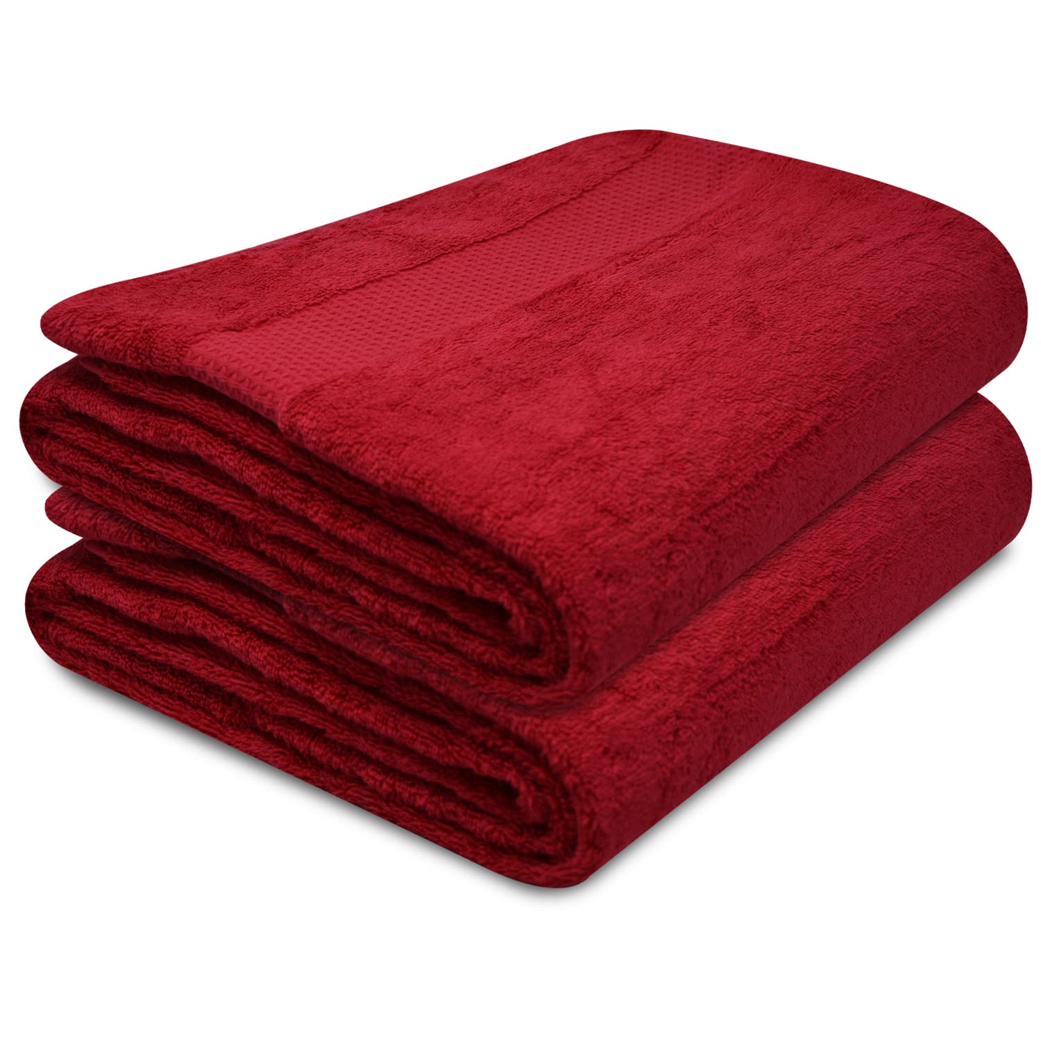 Towelogy® Quick Dry Large Bath Towels Set Egyptian Cotton Ring Spun Premium Hotel Quality Super Absorbent Bathroom Towel 70x125cm (Red Pomegranate, 2)