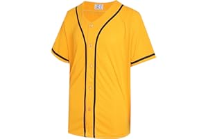 Pullonsy Blank Baseball Jersey for Men Women Full Button Up Short Sleeves Shirts Hip Hop Hipster Sports Uniforms