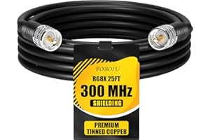Foboiu RG8x Coaxial Cable 25 ft,CB Antenna Cable,PL259 UHF Male-to-Male Cord, 50 Ohm CB Coax Cables, Including 25ft/30ft/40ft/50ft/60ft/70ft/80ft/100ft for Radios,SWR Analyzer,Antenna Tuners,SWR Meter