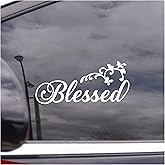 JANES Blessed Floral Decal, UV DTF Transfer Car Decal, Faith Worship Religious Car Window Stickers, Aesthetic Prayful Car Decals for Christians, Bible God Faithful Car Decals for Trucks