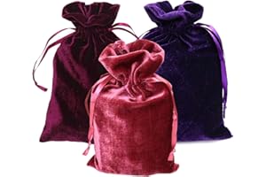 GiftExpress Pack of 3 Velvet Tarot Rune Bag, Purple, Ross, Wine 6" x 9", Velvet Drawstring Pouches, Tarot Bag, Jewelry & Dice and Card Storage Bags