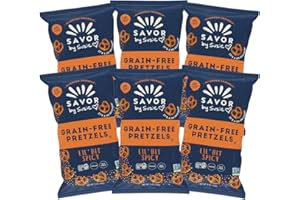 SAVOR STREET FOODS Savor by Suzie, Gluten-Free Pretzel Twists - Grain Free, Nut Free, Non-GMO Vegan, Sugar Free Paleo Snacks, Lil' Bit Spicy, 6-pack…