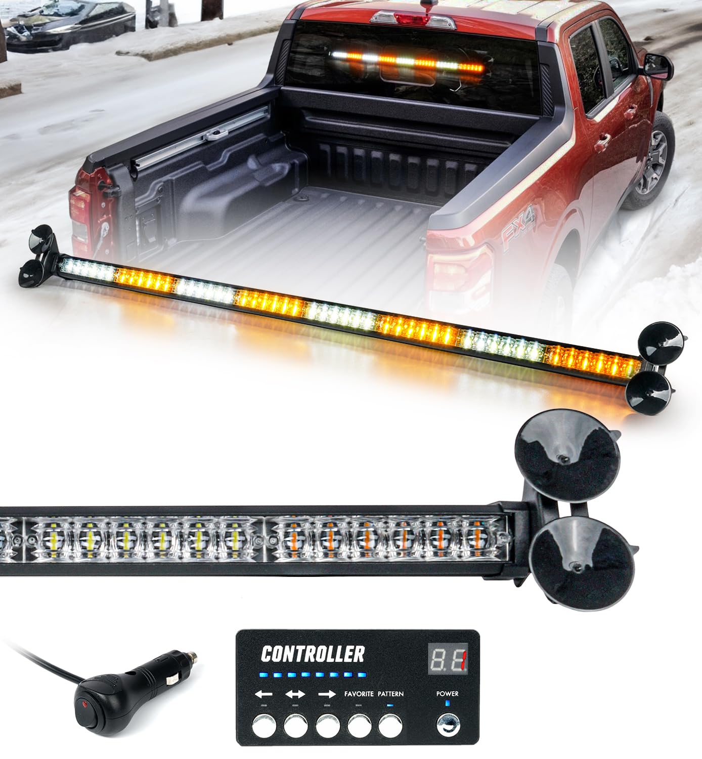 Snapklik.co : LED Eergency Dash Strobe Lights Bar W/Controller Front