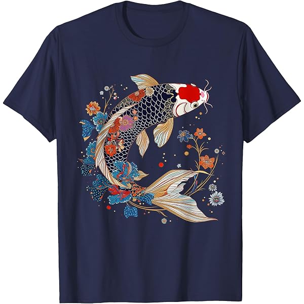 T-shirt Graphique Carpe Koi Et Cerisier Japonais - 100% Coton | Design Sakura | Pour Hommes Et Femmes