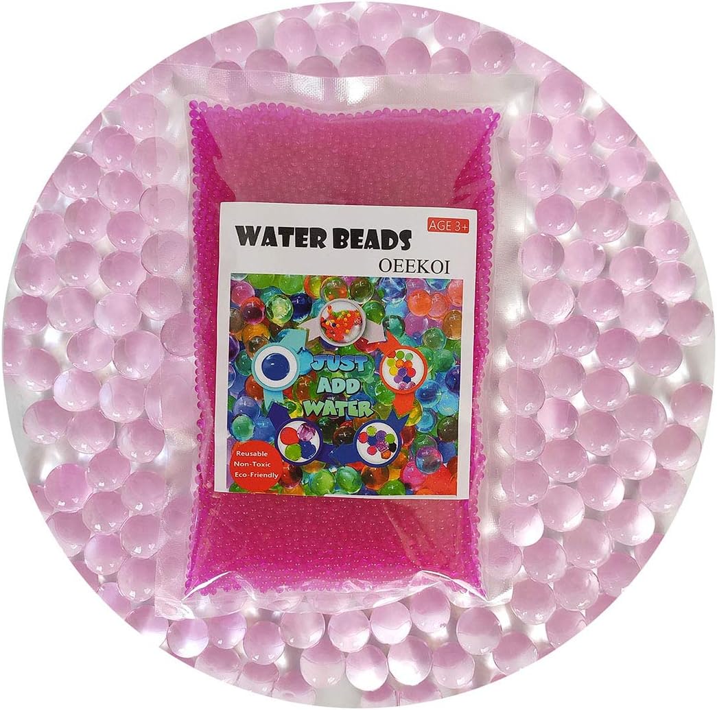 Vase Fillers - OEEKOI Pink Water Beads, 200 Gram Vase Fillers Gel Jelly Water Beads for Kids Sensory Playing, Pearls Vase Filler, Foot Spa, Wedding Centerpieces and Home Plant Decoration
