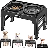 URPOWER 2-in-1 Elevated Dog Bowls Mess Proof Slow Feeder with No Spill Water Bowl 4 Height Adjustable Raised Dog Bowl Non-Slip Food and Water Bowls Set for Small Medium Large Dogs