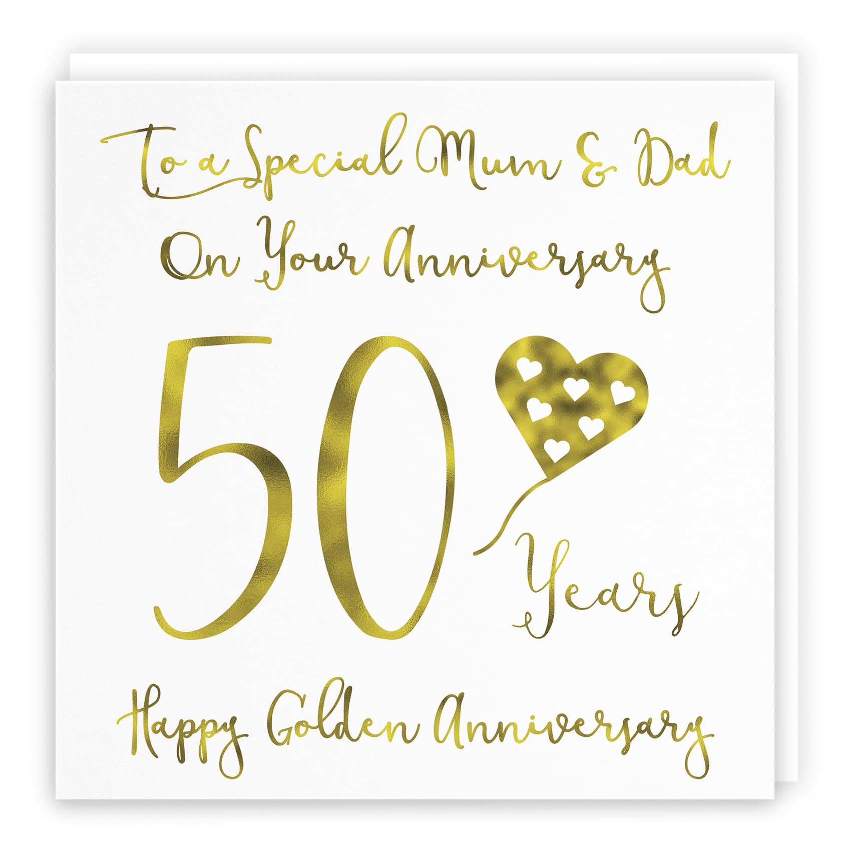 Hunts England - Large Mum And Dad - Parents 50th Anniversary Card - To A Special Mum & Dad On Your Anniversary - 50 Years - Happy Golden Anniversary - Milano Collection - Large - 210 x 210 mm — image 1
