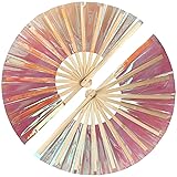 prario Large Folding Hand Rave Fan,Clack Handheld