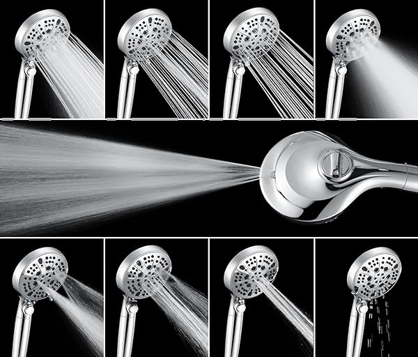 INAVAMZ 2-IN-1 SHOWER HEADS WITH HANDHELD 2.5GPM: 10” RAIN SHOWER HEAD & HAND HELD SHOWER HEAD, 9 SPRAY SETTINGS DETACHABLE SHOWER HEAD WITH ON/OFF SWITCH AND 15-STAGE FILTER