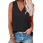 Zeagoo Summer Tank Top for Women V Neck Textured Camisole Blouses Sleeveless Casual Basic Beach Vacation Cami Shirt