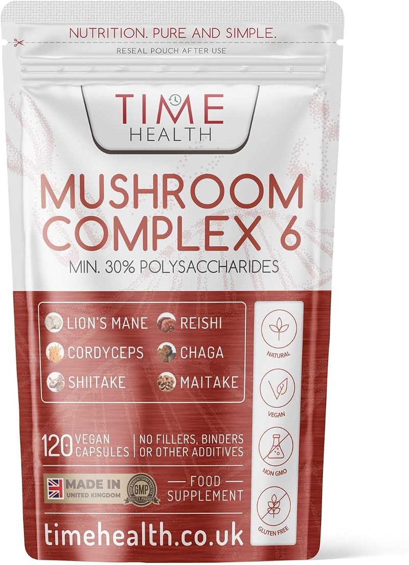 Time Health Mushroom Complex 6 | 120 Capsules | Vegan | UK Made