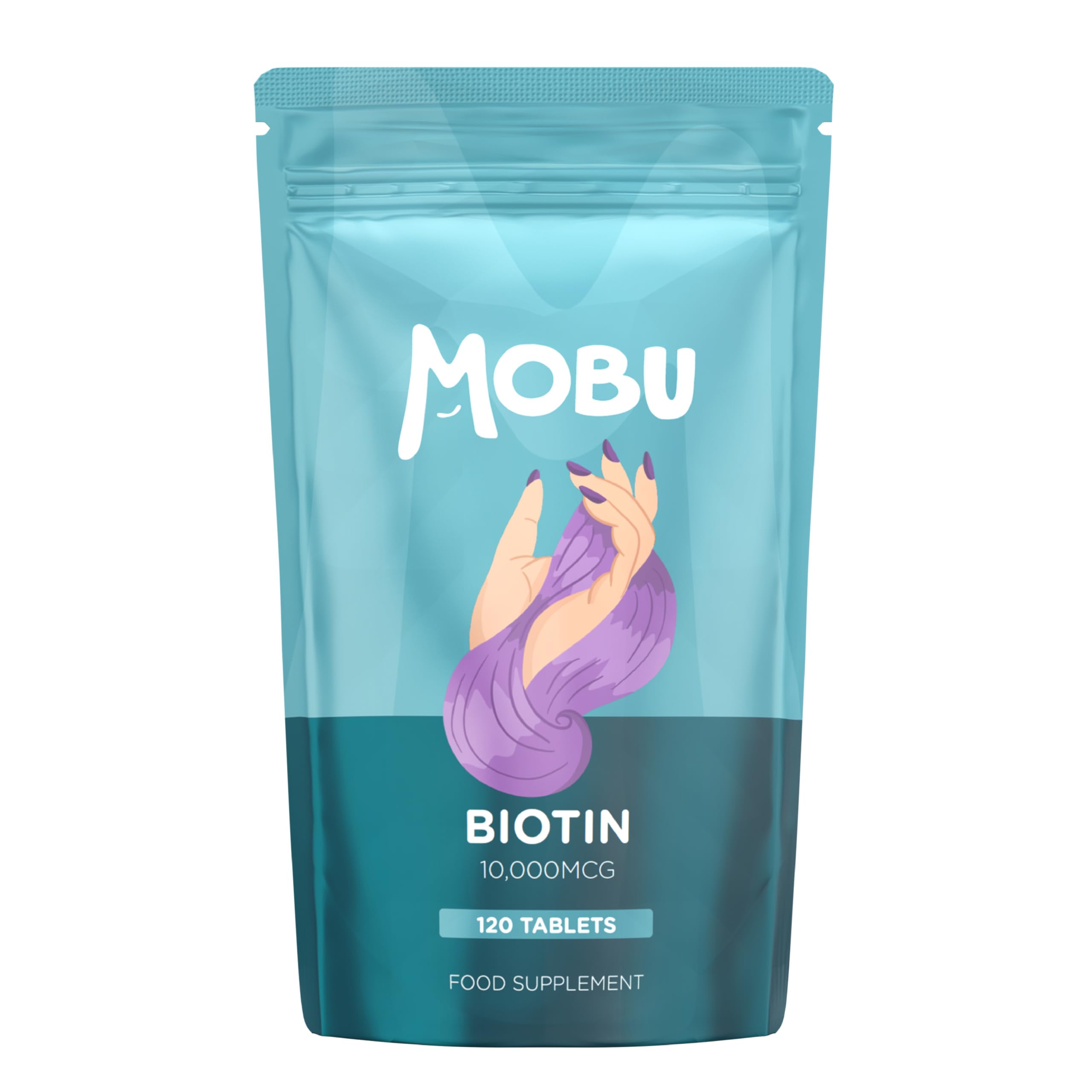 Biotin Tablets 10,000mcg |120 Tablets | Healthy Hair Growth | Hair, Skin & Nail Vitamin | Biotin Supplement | Vegan | GMP Approved | MOBU