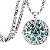 Sobriety Gifts for Men Sterling Silver Compass Alcoholics/Narcotics Anonymous Pendant Necklace Recovery Gifts for Men Women