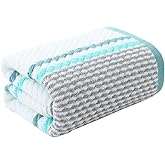 Pidada Bath Towel Striped Pattern 100% Cotton Soft Absorbent Decorative Towel for Bathroom (Green)