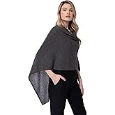 CLAUDIA NICHOLE by Alashan 100% Cashmere Luxe Dress Topper Poncho - Lightweight, Soft, Cozy & Versatile - Great Gift Item
