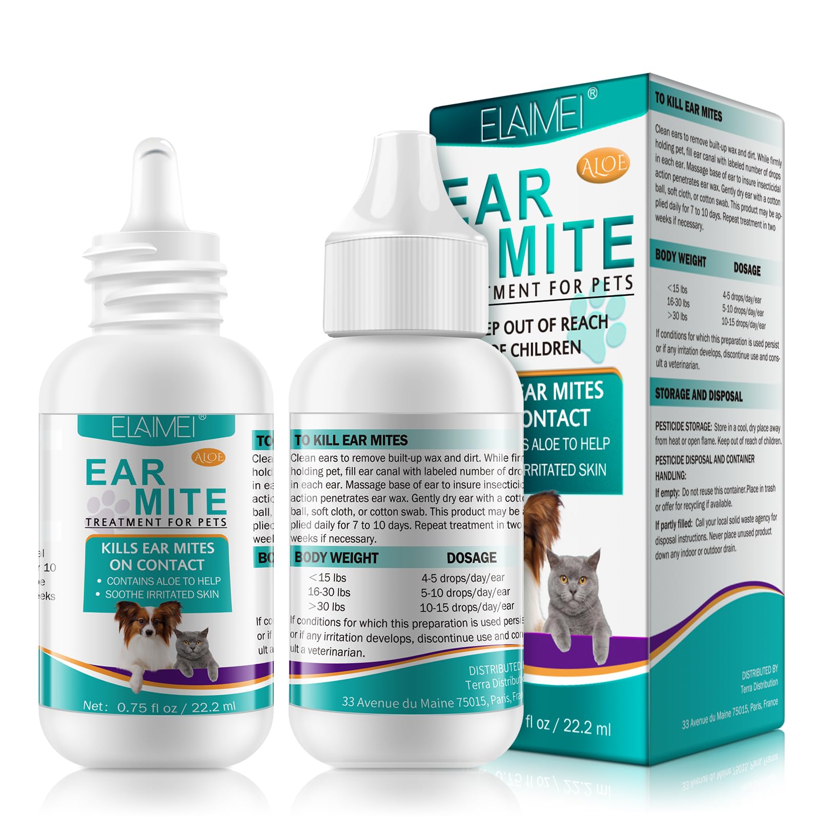 JSBNQRMZ Ear Care for Dogs,Ear mite treatment for dog,Provides Relief For Yeast Infection,Alleviation Suffering From Ear Mites&Built-Up Wax And Dirt.For Puppy,Cats And Dogs