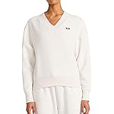 Reebok womens Collegiate V-neck Sweatshirt, Standard Fit, Midweight Cotton-poly Fabric