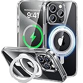 MAGIC JOHN for iPhone 15 Pro Max Case 360° Rotatable Magnetic Invisible Stand, Fit for MagSafe 15 Pro Max Phone Case, 16FT Military Grade Shockproof for iPhone 15 Pro Max Case with Kickstand, Clear