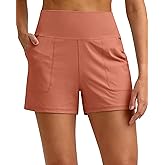 G4Free Womens Athletic Shorts Running Summer Shorts High Waisted Casual Lounge Yoga Short Trousers with Pockets(Burnt Orange, L)