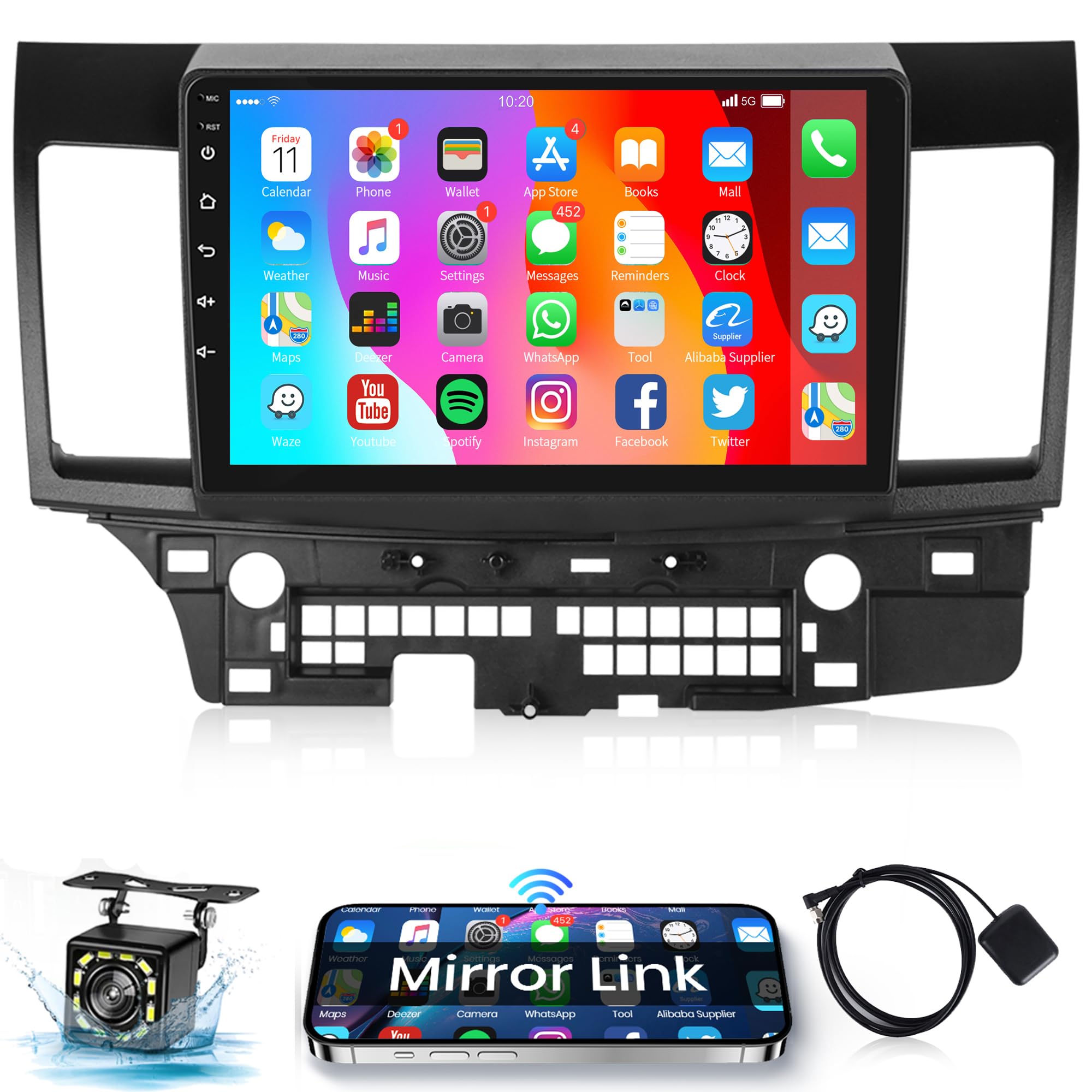 Photo 1 of **PARTS ONLY**
10.1 Inch Car Radio Stereo for Mitsubishi Lancer 2008 2009 2010 2011-2017, Rimoody Android 13 Car Stereo Touch Screen GPS Navigation Mirror Link WiFi Bluetooth FM Radio EQ USB Backup Camera