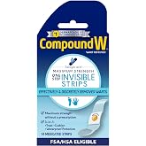 Compound W Maximum Strength One Step Invisible Wart Remover Strips, 14 Count