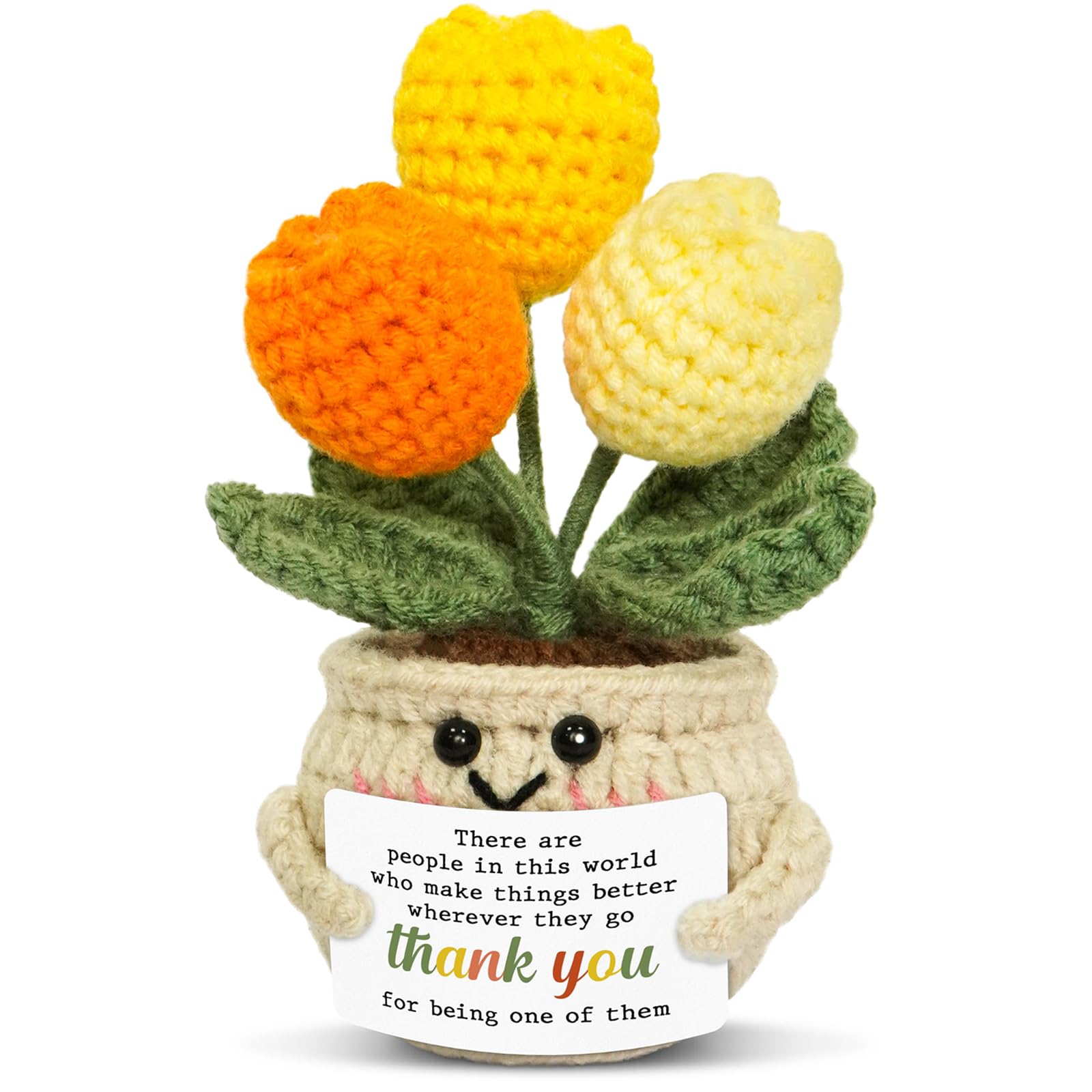 YUNLIJIA Thank You Gifts for Women Crocheted Tulip Doll Positive Motivational Gifts This Is a Small Gift for My Colleague Gift of Appreciation for Men, Women, and Friends Bedroom Office Decoration