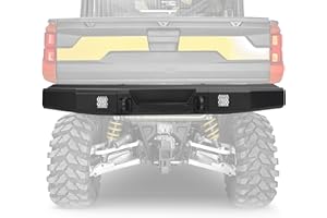 TEBEDI Rear Bumper W/D-Ring Base Heavy Duty Compatible with Polaris Ranger 1000/XP 1000/Crew 1000 2018-2025 Pre-drilled for Lights Protect Rear End Power Coated