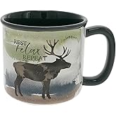 Pavilion Gift Company - Rest Relax Repeat - Moose - 17 Oz Coffee Mug Tea Cup Woodland Hiking Camping Cabin Woods Lodge Gift Outdoorsy Present