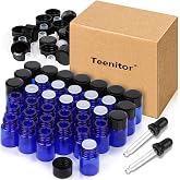 2ml Essential Oil Bottles Empty 36Pcs Blue Small Cuticle Oil Bottles Empty | Blue Small Bottles for Liquids, Glass Vials For Essential Oils With 2 Glass Transfer Droppers, Mini Oil Bottles for Travel