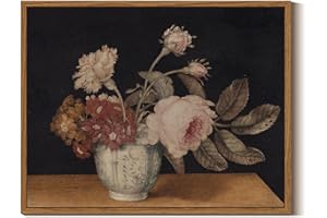 InSimSea Framed Wall Art for Living Room for Living Room Decor Colorful Peonies Abstract Nature Vintage Wall Art Decorative Oil Painting Colorful Multicolor for Bedroom Office Decor 11x14in